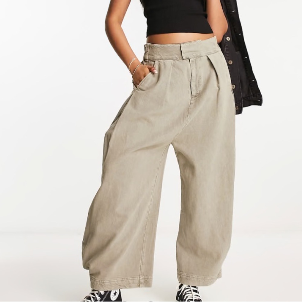 Free People Wide Leg Pants in Tan